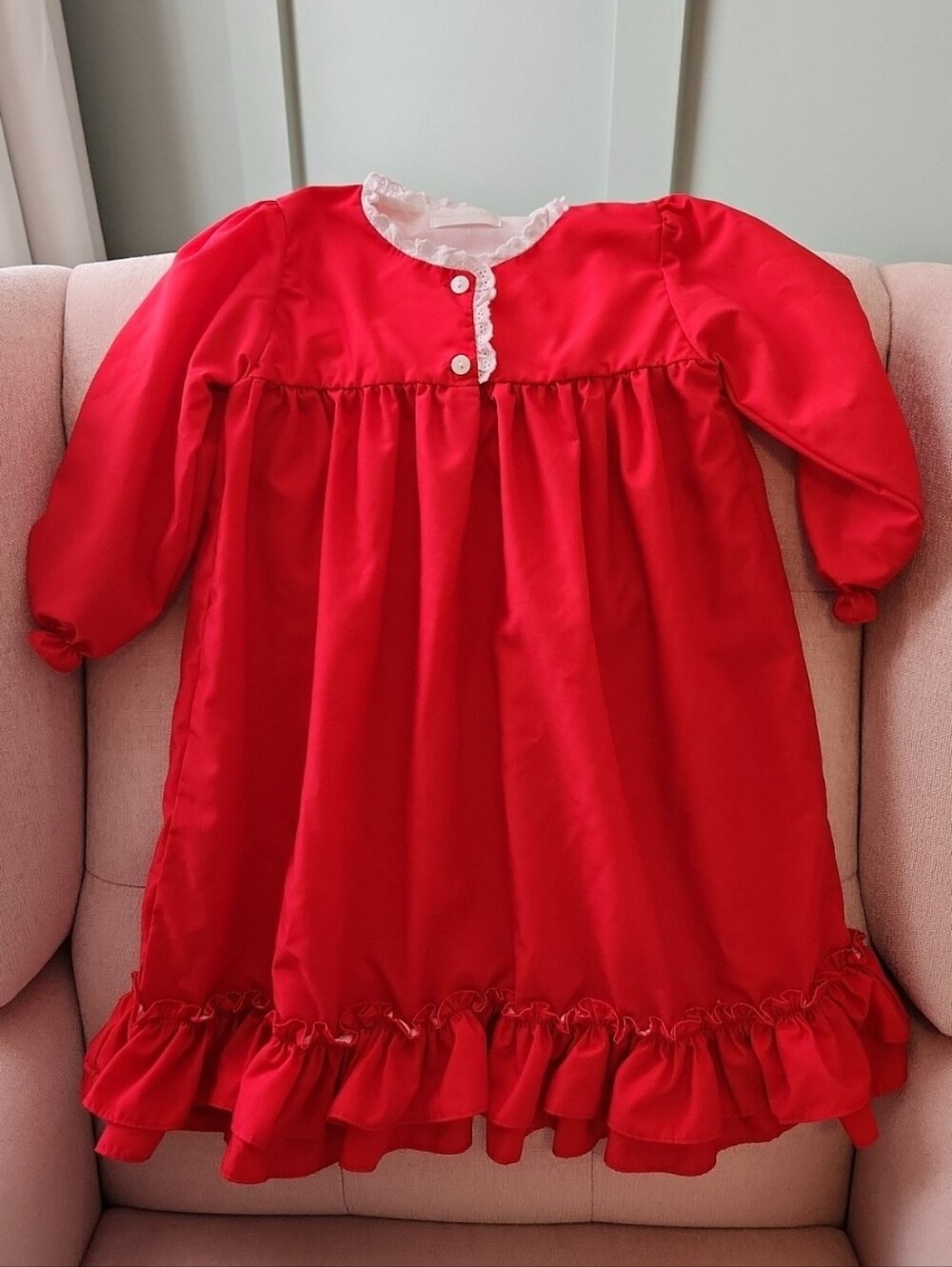 Cecil & Lou 3t Christmas Holiday Classic Red Girls' Dress Lace Collar Smocked